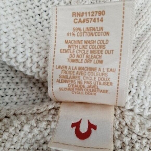 TRUE RELIGION Sweater Crewneck Cable Linen Blend Sz XS - Picture 11 of 11